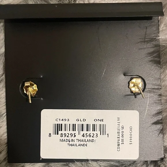 Coach Signature C Pattern Pink and Gold Enamel Huggie Earrings NWT - Picture 5 of 6